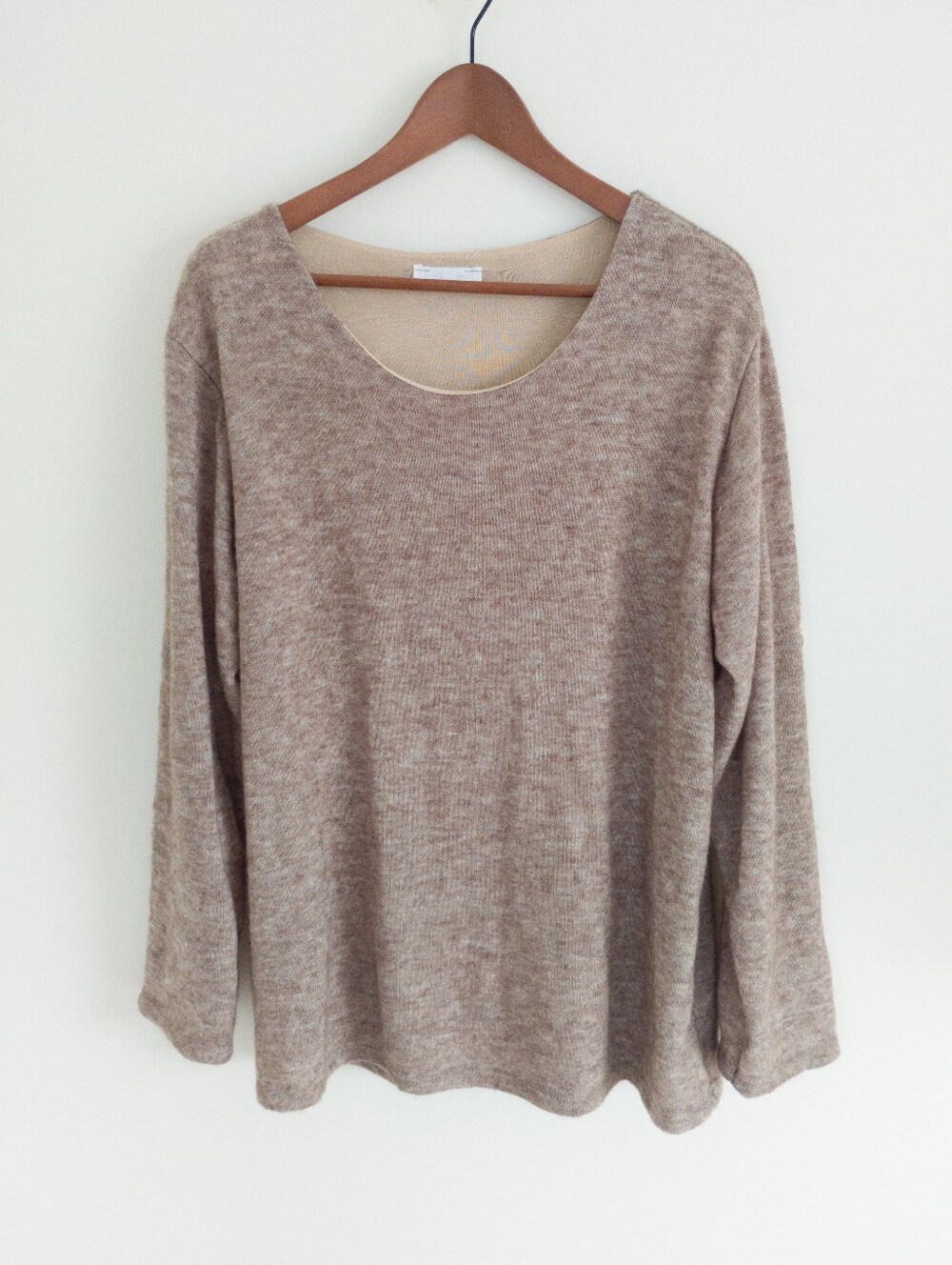 Made in Italy Mohair Wool Blend Scoop Neck Sweater Tan Beige Size 6